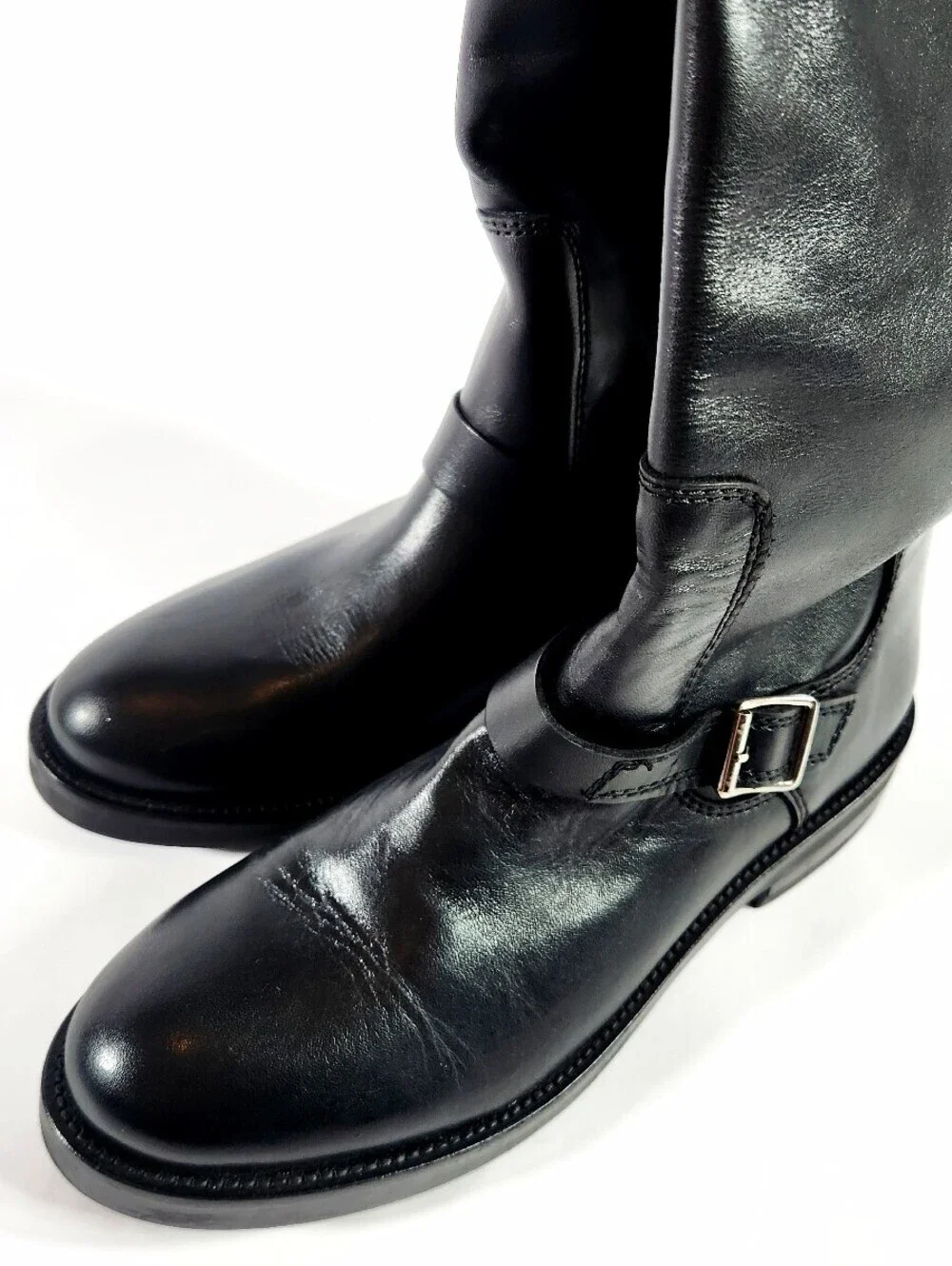 Steve Madden Sady black leather tall buckle boot 8.5M